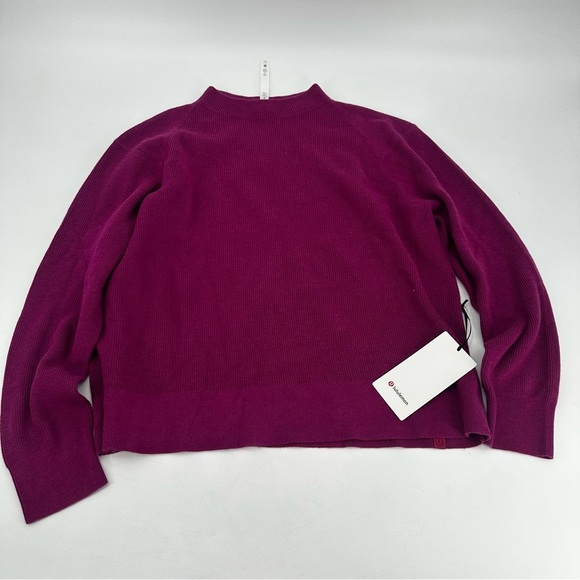 Lululemon Cotton Blend Mock Neck Sweater Heathered Wild Berry 1X NEW - Picture 2 of 5